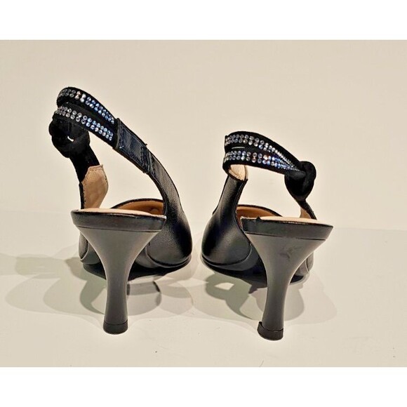 NeroGiardini black leather slingback with rhinestone heels SIZE EU 35; US 5 - Picture 4 of 8